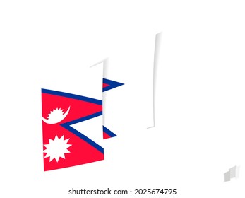 Bandera de Nepal en un diseño abstracto arrancado. Diseño moderno de la bandera de Nepal. Icono del vector.