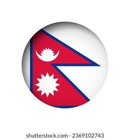 Nepal flag - behind the cut circle paper hole with inner shadow.