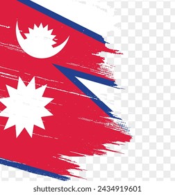 Nepal flag with brush paint textured isolated  on png or transparent background. vector illustration