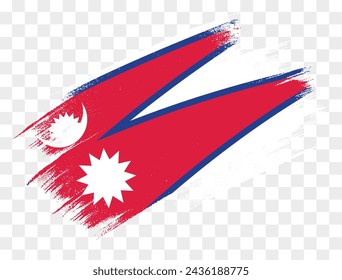 Nepal flag with brush paint textured isolated  on png or transparent background. vector illustration