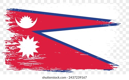 Nepal flag with brush paint textured isolated  on png or transparent background. vector illustration