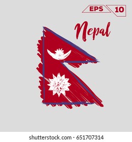 Nepal flag brush strokes painted vector illustration