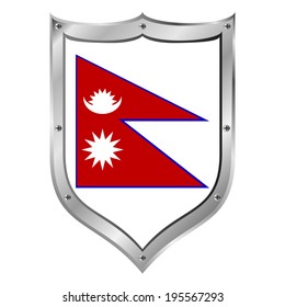 Nepal flag button on a white background. Vector illustration.