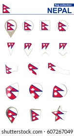 Nepal Flag Collection. Big set for design. Vector Illustration.