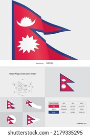 Nepal Flag Construction Sheet Vector