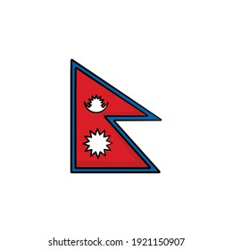 Bandera de Nepal en el estilo de dibujo vector aislado. Ilustración de objeto dibujada a mano para su presentación, materiales didácticos u otros.
