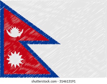 nepal flag embroidered zigzag

