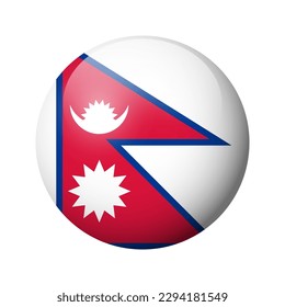 Nepal flag - glossy circle badge. Vector icon.