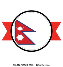 Nepal flag in glossy round button of icon. flag logo of Nepal emblem isolated on white background, Nepal national concept sign, Vector illustration.