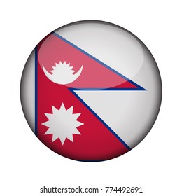 nepal Flag in glossy round button of icon. nepal emblem isolated on white background. National concept sign. Independence Day. Vector illustration.