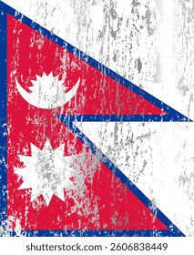 Nepal flag with grunge effect.