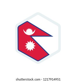 Nepal flag. Nepal hexagon flag.