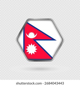 Bandeira do Nepal em uma moldura de hexágono.
