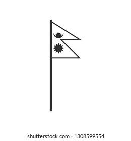 Nepal flag icon in black outline flat design. Independence day or National day holiday concept.