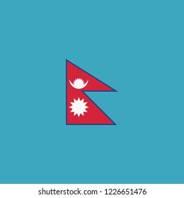 Nepal flag icon in flat design. Independence day or National day holiday concept.