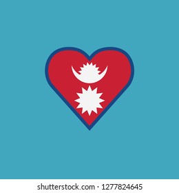 Nepal flag icon in a heart shape in flat design. Independence day or National day holiday concept.