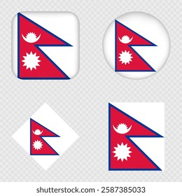 Nepal Flag Icons Pack. Vector illustration.