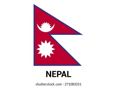 Nepal flag isolated vector in official colors and Proportion Correctly. country's name label in bottom