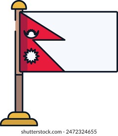 Nepal flag linear color vector illustration