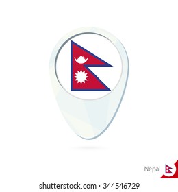 Nepal flag location map pin icon on white background. Vector Illustration.