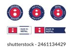 Nepal flag, Made in Nepal. Tag, Seal, Stamp, Flag, Icon vector