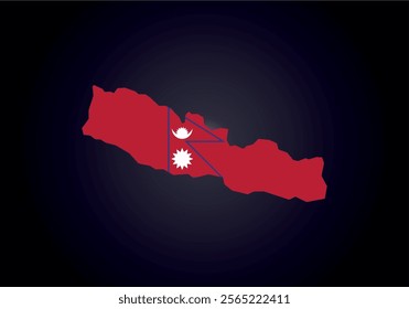 Nepal flag and map vector.