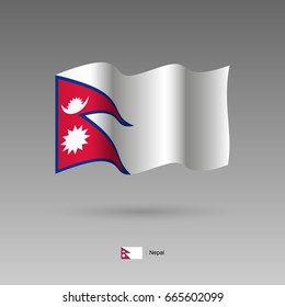 Nepal flag. Official colors and proportion correctly. High detailed vector illustration. 3d and isometry. EPS10