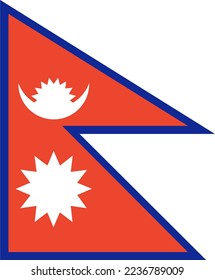 Nepal flag. Official colors and proportions. Federal Democratic Republic of Nepal flag.