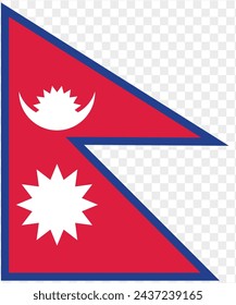 Nepal flag official  isolated on png or transparent  background. vector illustration.