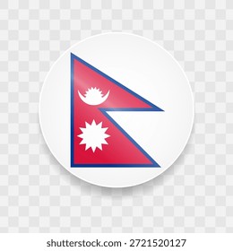 Nepal Flagge auf Knopfdruck glänzend Glas