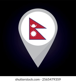 Nepal Flag on Location Pin. vector illustration