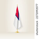 Nepal flag on a flag stand. Vector illustration.
