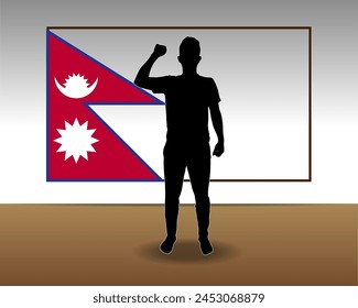 Nepal flag paper texture, single-piece element, vector design, Nepal flag taped on wall, decoration or celebration idea