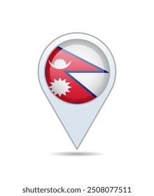 Nepal - Flaggenstift für Karte. Vektorgrafik.