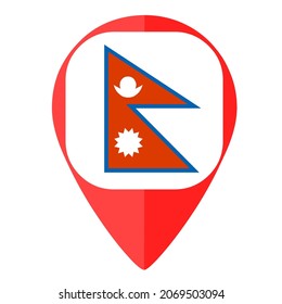 Nepal flag pin marker location country