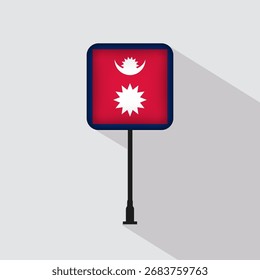 Ilustración vectorial de poste de bandera de Nepal