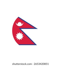 Vetor de botão redondo da bandeira do Nepal. Bandeira nacional do Nepal emblema ícone para a celebração do dia da independência PNG sobre fundo transparente.