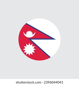 Nepal flag round icon, badge or button. National symbol of Nepal. Vector illustration.