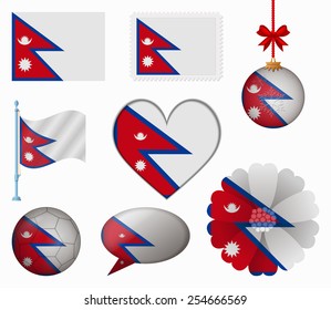 Nepal flag set of 8 items vector