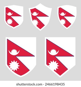 Nepal Flag Set in Shield Frame