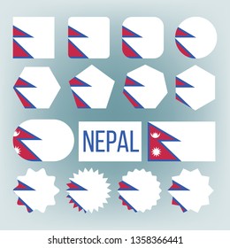 Nepal Flag Set Vector. Official Nepal Flag Flat Symbol. Different Shapes. Illustration
