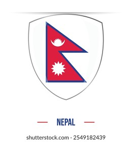 Nepal bandera Escudo brillante brillante Ilustración vectorial 3D aislado sobre fondo blanco. Día de la constitución de Nepal 19 de septiembre, día de la república de Nepal 28 de mayo. Bandera nepalí con fines educativos en línea, Anuncios