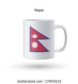 Nepal flag souvenir mug isolated on white background. Vector illustration.