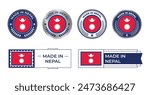 Nepal Flag Stamp. Made in Stamp Isolated in White Background. Symbol, Vector, Icon, Illustration.
