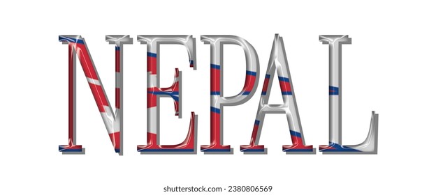NEPAL flag text font, 3D NEPAL colorful background, NEPAL flag vector illustration