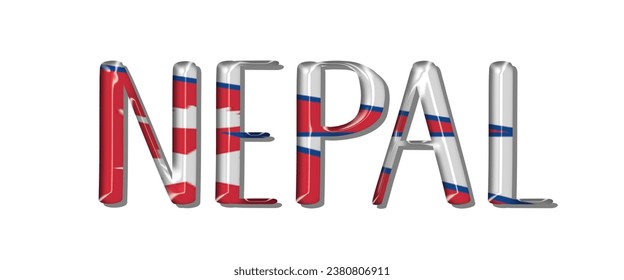 NEPAL flag text font, 3D NEPAL colorful background, NEPAL flag vector illustration