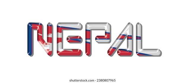 fuente de texto del indicador NEPAL, fondo coloreado NEPAL 3D, ilustración vectorial del indicador NEPAL