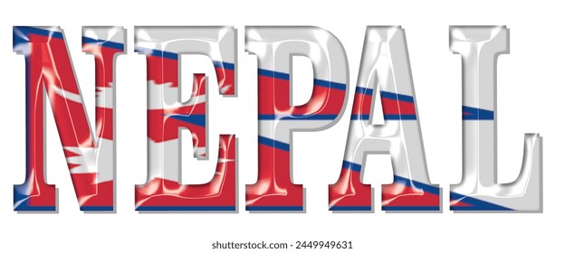 Fuente del texto de la bandera de Nepal, fondo colorido de la bandera de Nepal 3D, Ilustración vectorial de la bandera de Nepal