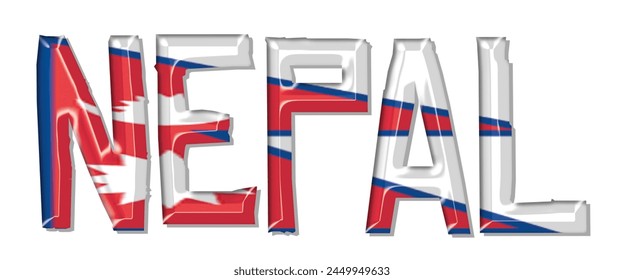 Nepal flag text font, 3D Nepal flag colorful background, Nepal flag vector illustration