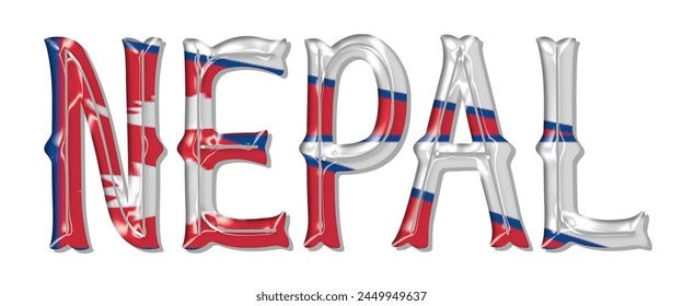 Nepal flag text font, 3D Nepal flag colorful background, Nepal flag vector illustration